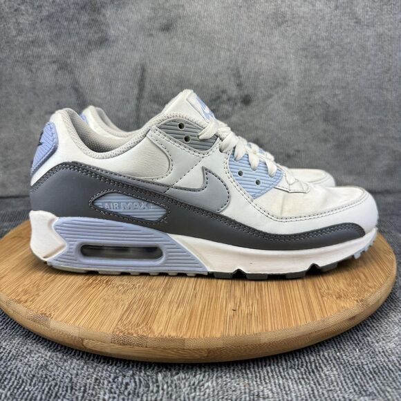 Nike Air Max 90 Shoes Womens Size 8.5 White Gray Light Blue Running FB8570-100 - Picture 1 of 9
